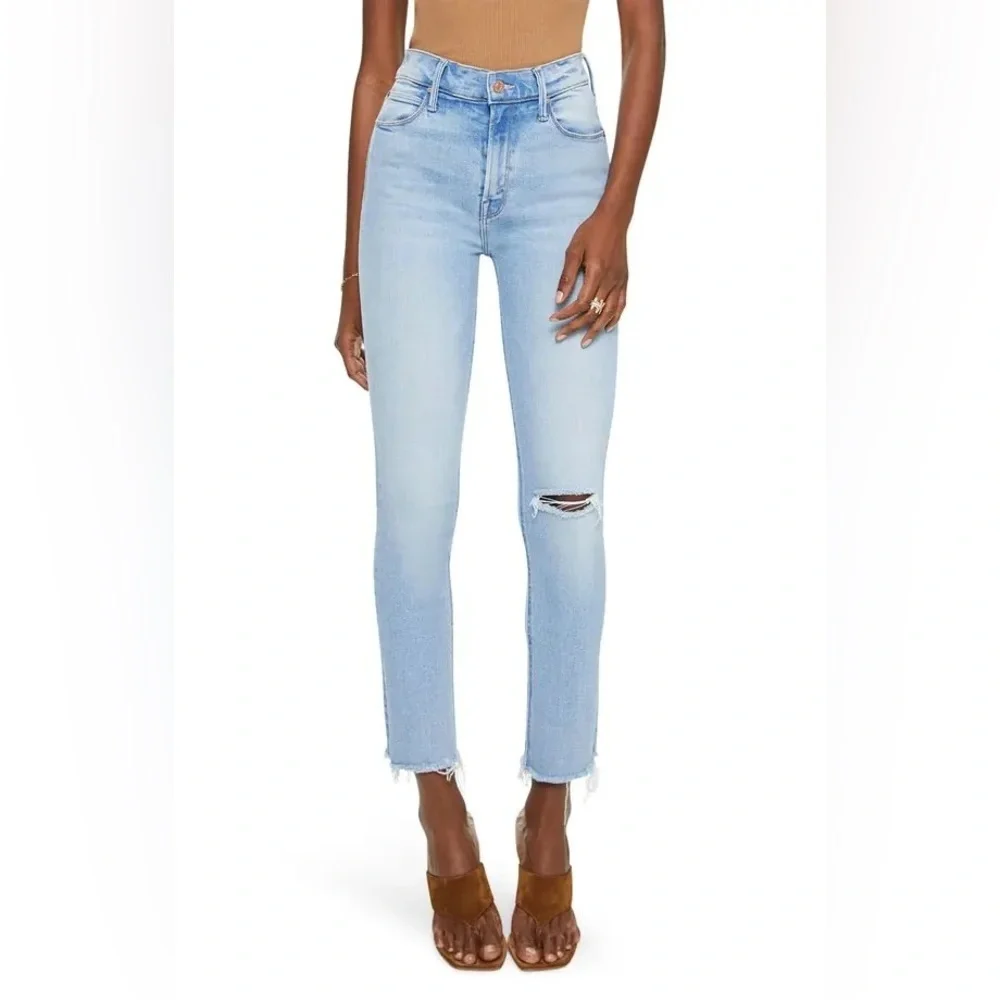 MOTHER The Dazzler Ripped Ankle Jeans in Hopeless Romantic 27
